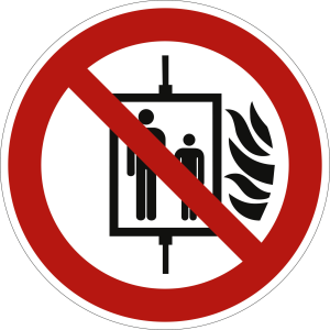 Aufzug im Brandfall nicht benutzen